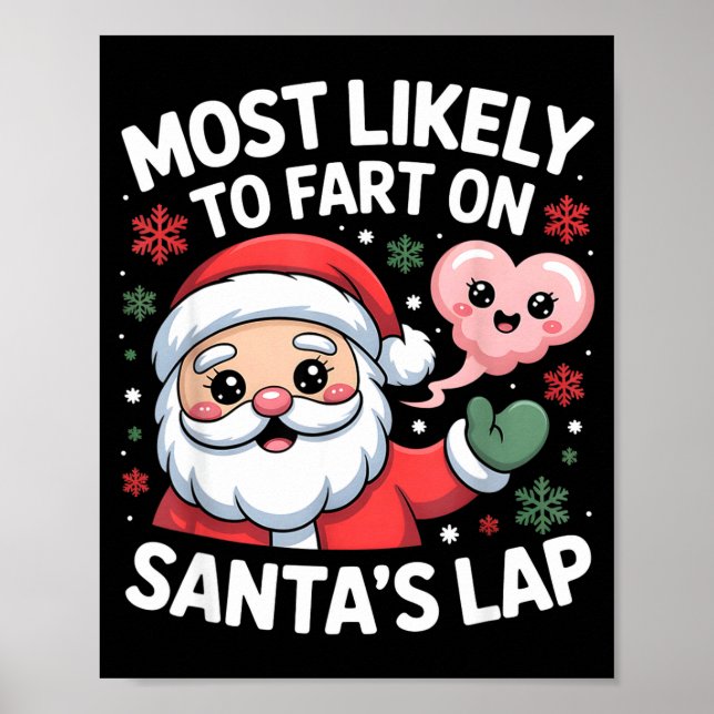 Poster Most Likely To Fart On Santa’s Lap Funny Christmas (Devant)