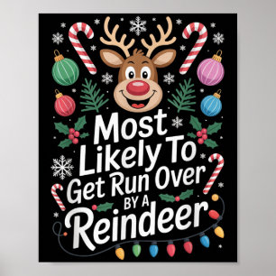Poster Most Likely To Get Run Over By A Reindeer Christma