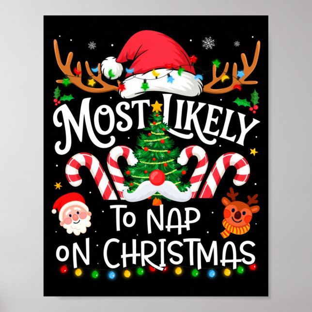 Poster Most Likely To Nap On Christmas Family Matching Ch (Devant)