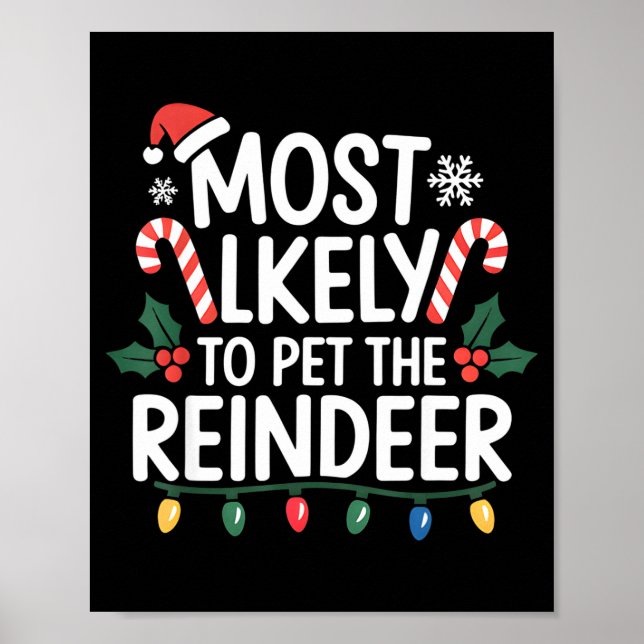Poster Most Likely To Pet The Reindeer Christmas Matching (Devant)