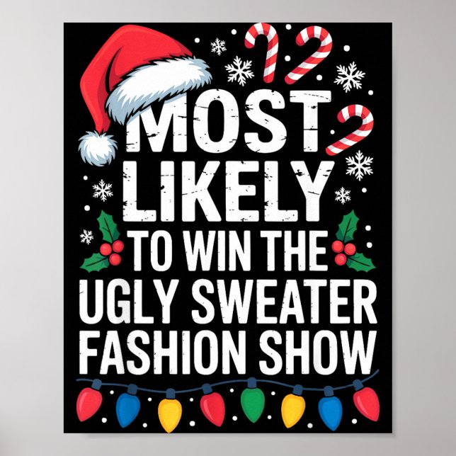 Poster Most Likely Win Ugly Sweater Party Humor Holiday L (Devant)