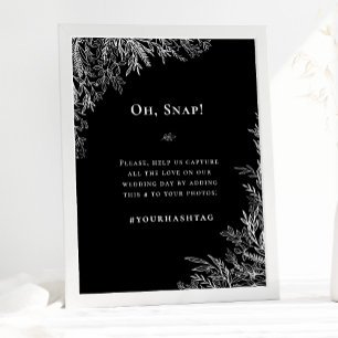 Poster Mot-clé de mariage avec verdure noir et blanc