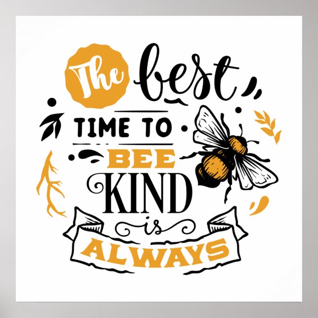 Poster mot d'abeille inspirant mignon (Devant)