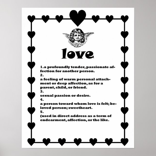 Poster Mot d'amour Définition Angel cherub Art (Devant)