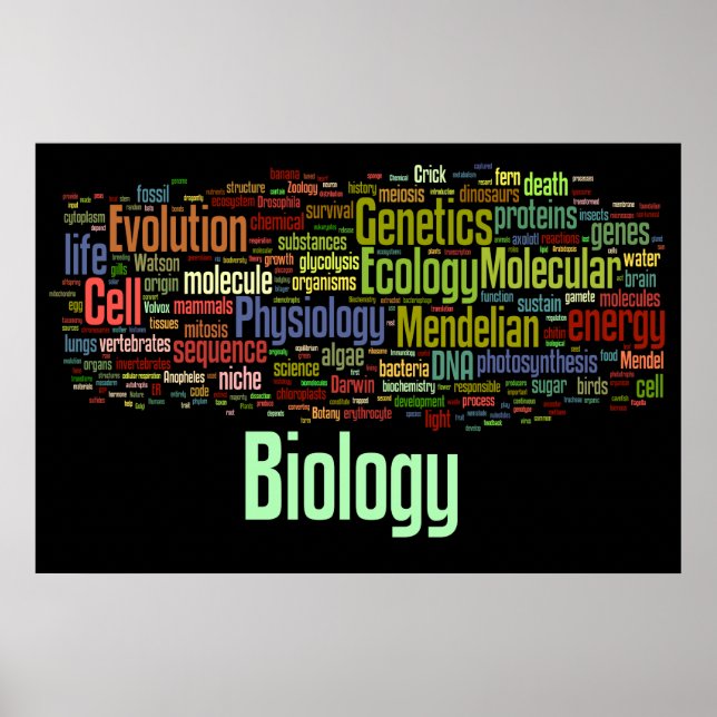 Poster Mot de biologie No 8 Noir (Devant)