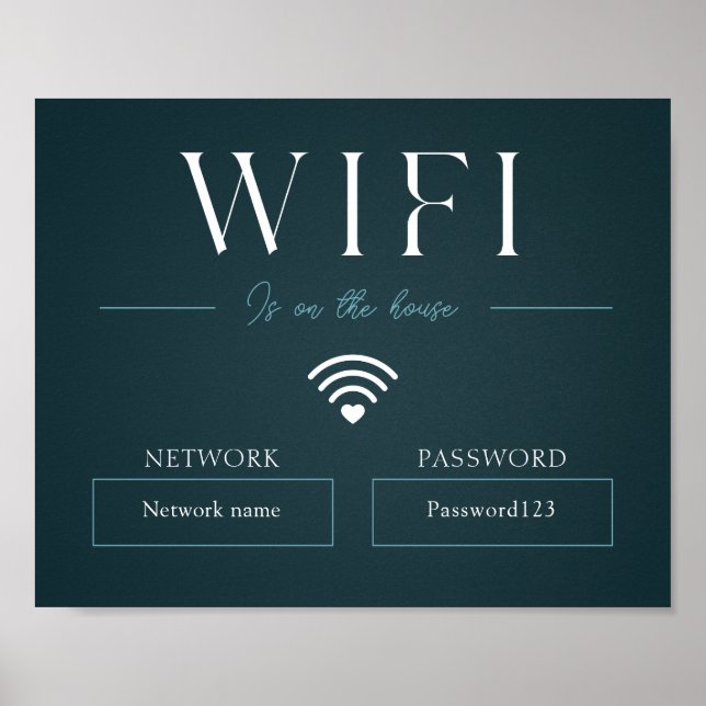 Poster Mot de passe Wifi vert et connexion réseau (Devant)