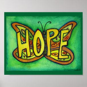Poster Mot d'espoir Papillon vert Art Imprimer les affich