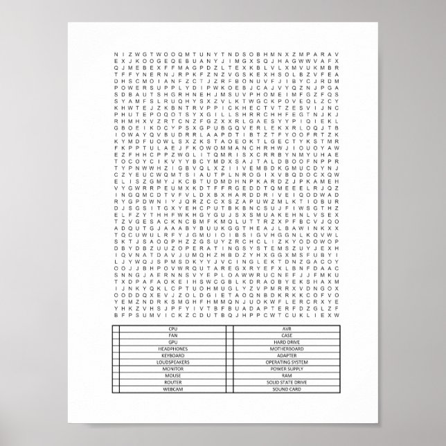 Poster Mot géant difficile Recherche Puzzle PC Pièces Thè (Devant)
