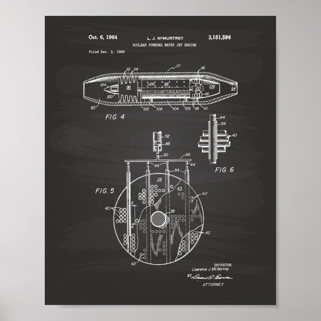 Poster Moteur à jet d'eau nucléaire 1959 Art Chalkboard (Devant)