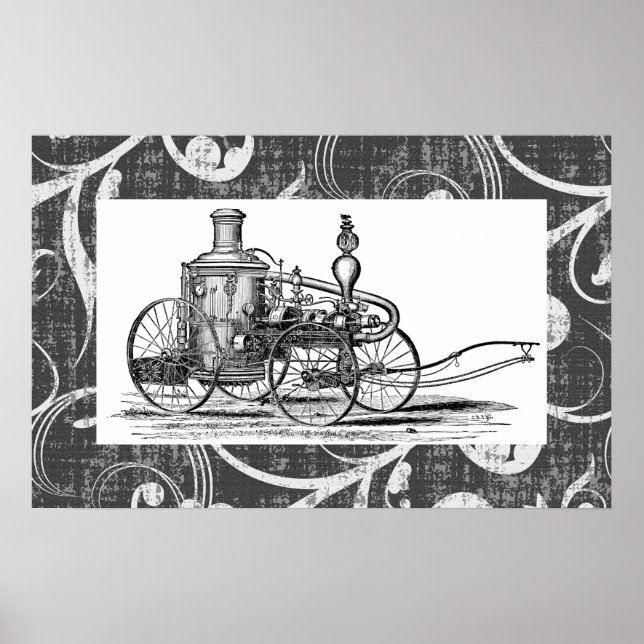 Poster Moteur à vapeur Steampunk (Devant)