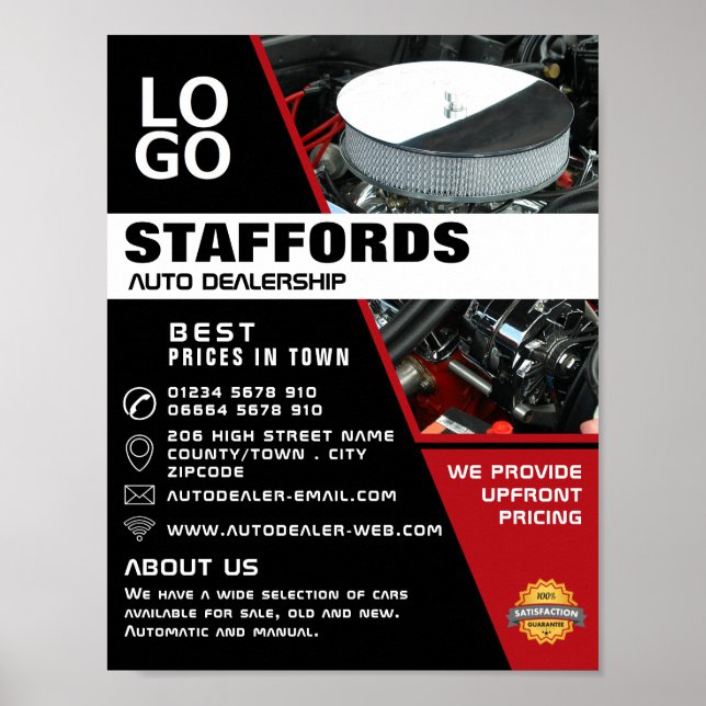 Poster Moteur automobile, concessionnaire automobile Publ (Devant)