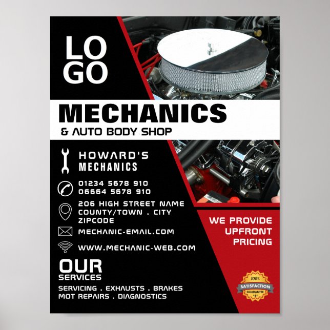 Poster Moteur automobile, mécanique automobile et réparat (Devant)