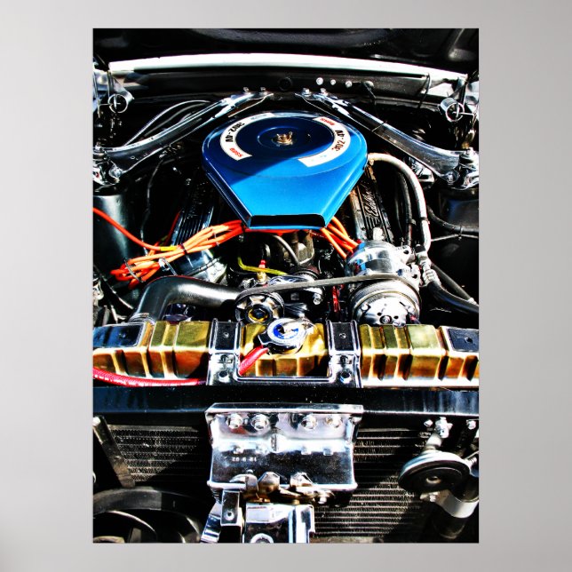 Poster Moteur de voiture musculaire américaine (Devant)