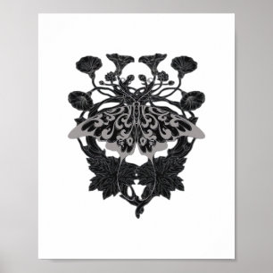 Poster Moth Talisman - Dessin Whimsigoth - Version blanch