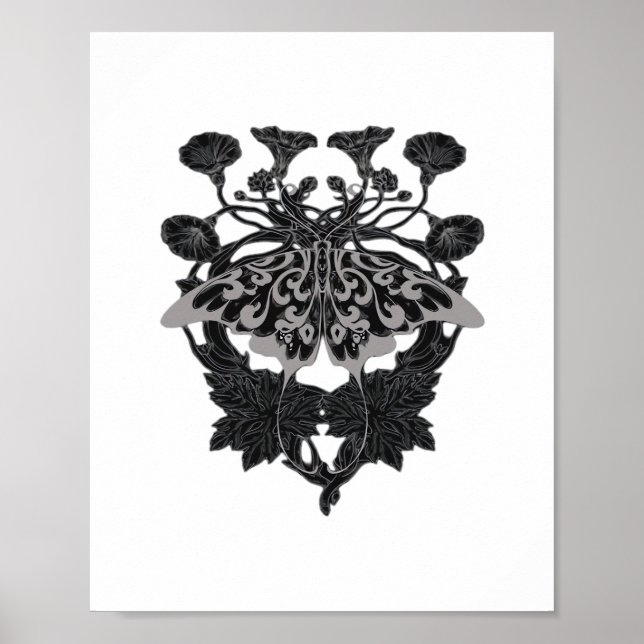 Poster Moth Talisman - Dessin Whimsigoth - Version blanch (Devant)