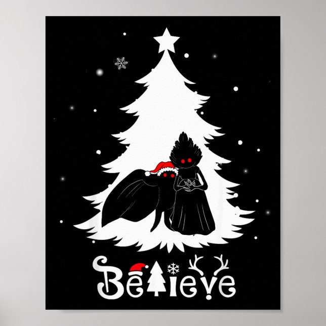 Poster Mothman Flatwoods Monster Christmas Believe Funny  (Devant)