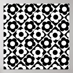 Poster Motif à bille en diamant noir et blanc