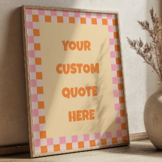 Poster Motif à carreaux orange et rose personnalisable av