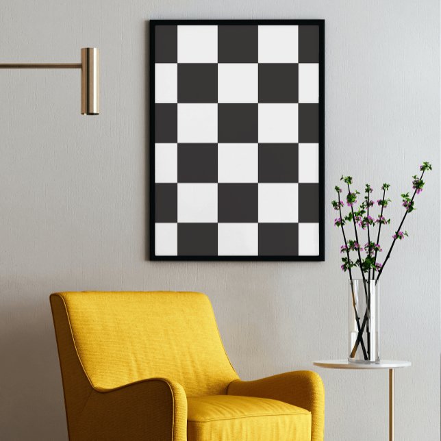 Poster Motif À damiers noir et blanc (Créateur téléchargé)