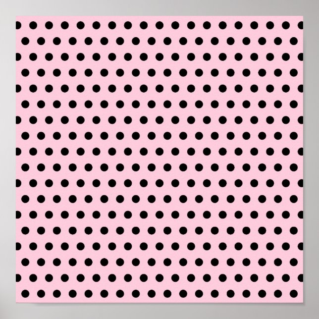 Poster Motif à points Polka rose et noir. Spotty. (Devant)