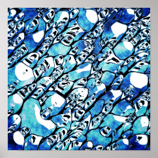 Poster Motif Abstrait Bleu Intriqué