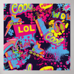 Poster motif Abstrait d'adolescents grognon sans soudure.