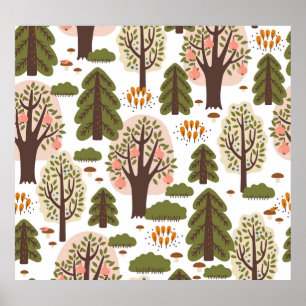 Poster Motif Abstrait de la forêt d'automne