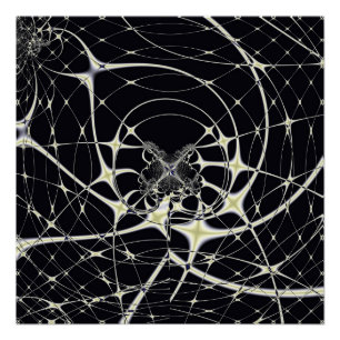 Poster Motif Abstrait de Toile d'Araignée Gothique en Or