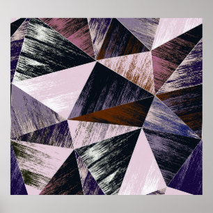 Poster motif Abstrait en polygone, triangles colorés.