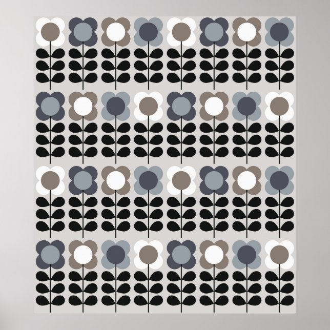 Poster motif Abstrait fleuri sans couture. Style nordique (Devant)