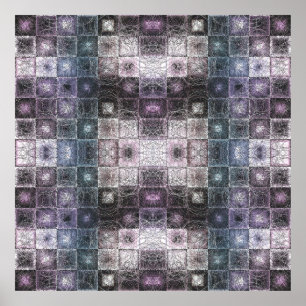 Poster Motif Abstrait Géométrique avec Cubes en Fil de Fe