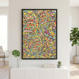 Poster Motif Abstrait Géométrique Pastel Coloré en Forme