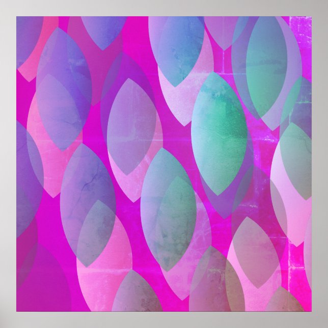 Poster Motif Abstrait moderne | Magenta Purple Rose Turqu (Devant)