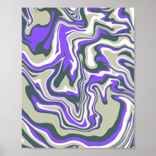 Poster Motif Abstrait pourpre et vert