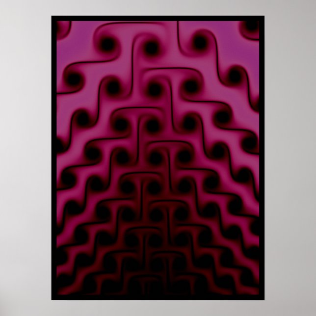Poster Motif abstrait rose foncé et noir (Devant)