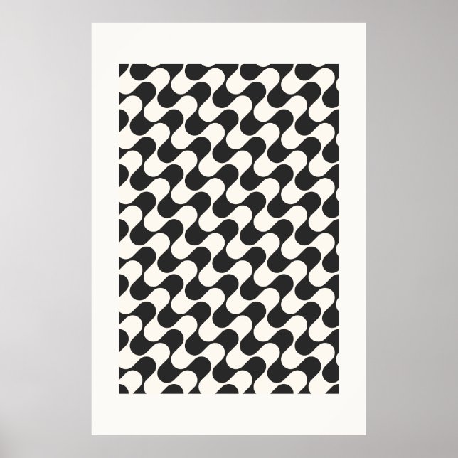 Poster Motif Abstrait sans couture moderne inspiré du Bau (Devant)