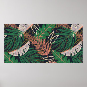 Poster motif Abstrait sans faille avec feuilles tropicaux