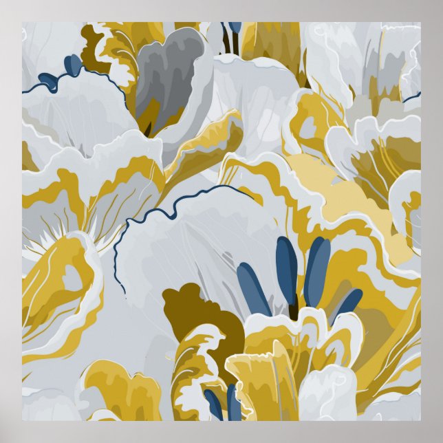 Poster motif Abstrait sans soudure. gris clair, jaune, g (Devant)