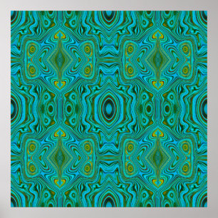 Poster Motif Abstrait Turquoise Chartreuse Rétro Tripant