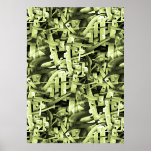 Poster Motif aquarelle en vert Abstrait contemporain