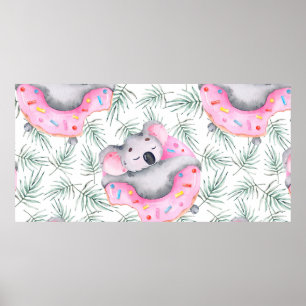 Poster Motif aquarelle peint à la main avec koala tropica