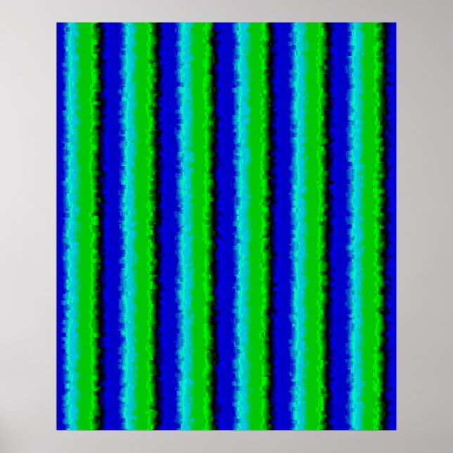 Poster Motif arc-en-ciel bleu vert abstrait 3D (Devant)
