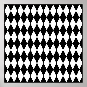 Poster Motif arlequin noir et blanc