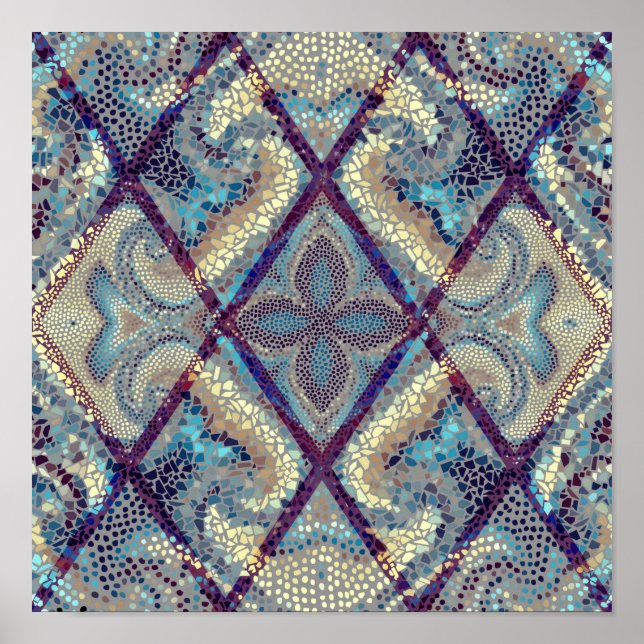 Poster Motif arrière - plan sans couture. Art mosaïque mo (Devant)