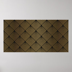 Poster Motif Art déco. Simples grappes noir et or