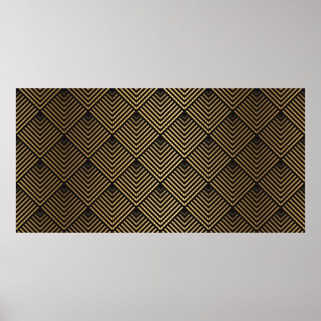 Poster Motif Art déco. Simples grappes noir et or (Devant)
