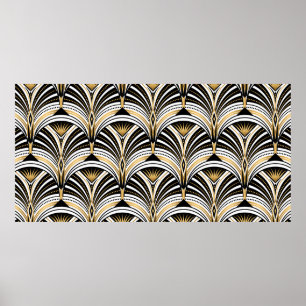 Poster Motif Art déco. Vintage or noir noir noir dos