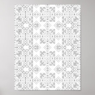 Poster Motif artistique de coloriage de carreau en diaman