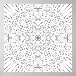 Poster Motif artistique de mandala géométrique en explosi