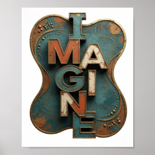 Poster Motif Artistique IMAGINE Orange Frais